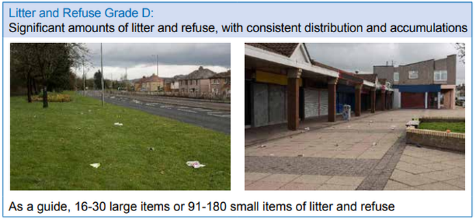 Images of litter on grass and in courtyard