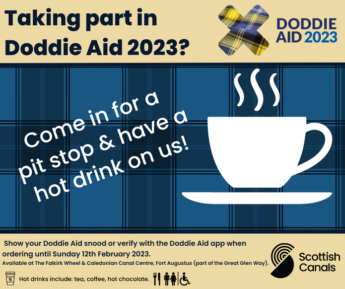 Graphic of coffee cup asking people to take part in Doogle aid